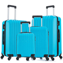 4 Piece Set Luggage Sets Suitcase ABS Hardshell Lightweight Spinner Wheels Sky Blue