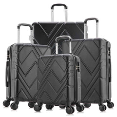 4 Piece Set Luggage Sets Suitcase ABS Hardshell Lightweight Spinner Wheels Black