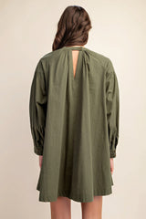 Long sleeve mini dress with lace detail