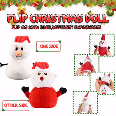Santa Plush Snowman Plush Toy Reversible Christmas Santa Claus Double Side Stuffed Plushie Soft Doll New Year Birthday Gift for Kids