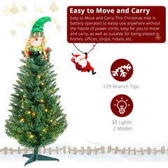 3ft 129 Branches with Santa Claus Decoration PVC Branch Iron Bracket Christmas Tree Green