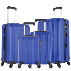 4 Piece Set Luggage Sets Suitcase ABS Hardshell Lightweight Spinner Wheels Blue