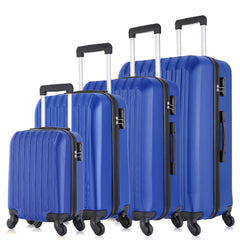 4 Piece Set Luggage Sets Suitcase ABS Hardshell Lightweight Spinner Wheels Blue
