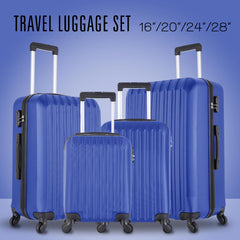 4 Piece Set Luggage Sets Suitcase ABS Hardshell Lightweight Spinner Wheels Blue
