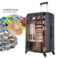 4 Piece Set Luggage Sets Suitcase ABS Hardshell Lightweight Spinner Wheels Black