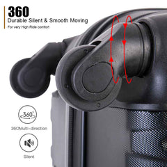 4 Piece Set Luggage Sets Suitcase ABS Hardshell Lightweight Spinner Wheels Black