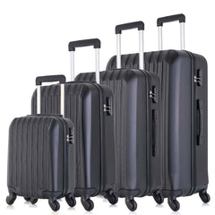 4 Piece Set Luggage Sets Suitcase ABS Hardshell Lightweight Spinner Wheels Black