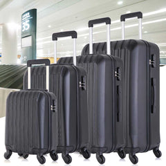 4 Piece Set Luggage Sets Suitcase ABS Hardshell Lightweight Spinner Wheels Black