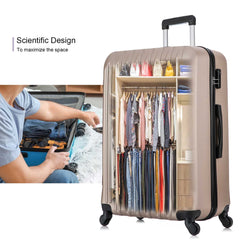 4 Piece Set Luggage Sets Suitcase ABS Hardshell Lightweight Spinner Wheels Champagne Gold