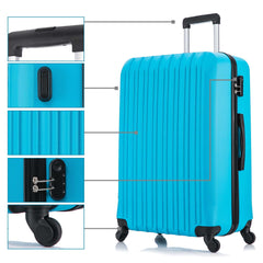 4 Piece Set Luggage Sets Suitcase ABS Hardshell Lightweight Spinner Wheels Sky Blue