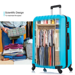 4 Piece Set Luggage Sets Suitcase ABS Hardshell Lightweight Spinner Wheels Sky Blue