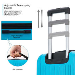 4 Piece Set Luggage Sets Suitcase ABS Hardshell Lightweight Spinner Wheels Sky Blue