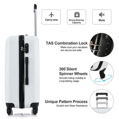 4 Piece Set Luggage Sets Suitcase ABS Hardshell Lightweight Spinner Wheels Milk White