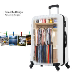 4 Piece Set Luggage Sets Suitcase ABS Hardshell Lightweight Spinner Wheels Milk White