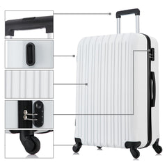 4 Piece Set Luggage Sets Suitcase ABS Hardshell Lightweight Spinner Wheels Milk White