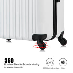 4 Piece Set Luggage Sets Suitcase ABS Hardshell Lightweight Spinner Wheels Milk White