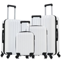 4 Piece Set Luggage Sets Suitcase ABS Hardshell Lightweight Spinner Wheels Milk White
