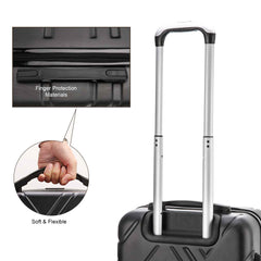 4 Piece Set Luggage Sets Suitcase ABS Hardshell Lightweight Spinner Wheels Black
