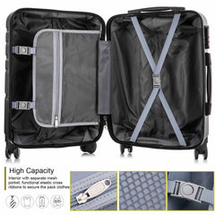 4 Piece Set Luggage Sets Suitcase ABS Hardshell Lightweight Spinner Wheels Black