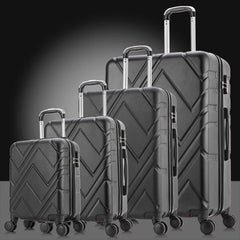 4 Piece Set Luggage Sets Suitcase ABS Hardshell Lightweight Spinner Wheels Black
