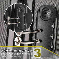 4 Piece Set Luggage Sets Suitcase ABS Hardshell Lightweight Spinner Wheels Black