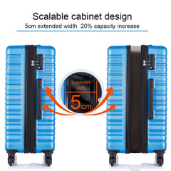 Expandable Hardshell Luggage Sets Suitcase ABS Lightweight with Spinner Wheels TSA Lock Blue