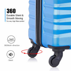 Expandable Hardshell Luggage Sets Suitcase ABS Lightweight with Spinner Wheels TSA Lock Blue