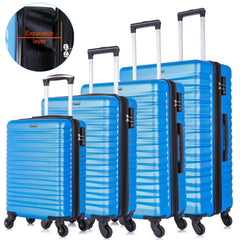 Expandable Hardshell Luggage Sets Suitcase ABS Lightweight with Spinner Wheels TSA Lock Blue