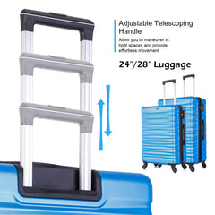 Expandable Hardshell Luggage Sets Suitcase ABS Lightweight with Spinner Wheels TSA Lock Blue