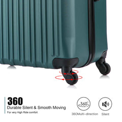 4 Piece Set Luggage Sets Suitcase ABS Hardshell Lightweight Spinner Wheels Army Green