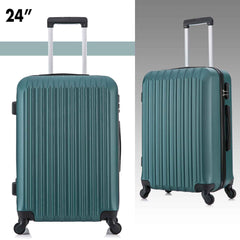 4 Piece Set Luggage Sets Suitcase ABS Hardshell Lightweight Spinner Wheels Army Green