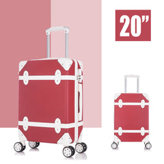 3 Piece Sets Luggage Suitcase ABS Hardshell Lightweight Spinner Wheels (20/24/28 inch), Red