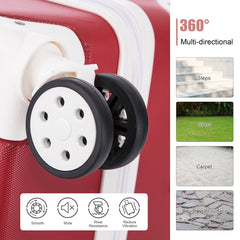 3 Piece Sets Luggage Suitcase ABS Hardshell Lightweight Spinner Wheels (20/24/28 inch), Red