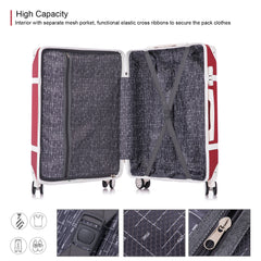 3 Piece Sets Luggage Suitcase ABS Hardshell Lightweight Spinner Wheels (20/24/28 inch), Red