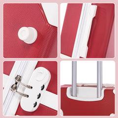 3 Piece Sets Luggage Suitcase ABS Hardshell Lightweight Spinner Wheels (20/24/28 inch), Red