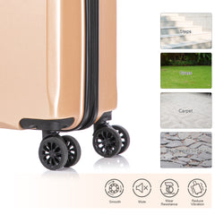 2 Piece Travel Luggage Set Hard shell Suitcase with Spinner Wheels 18?Underseat luggage and 14?Comestic Travel case Toiletry box Champagne