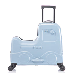 22 Inch Kid's Ride on Suitcase Children's Trolley Luggage with Spinner Wheels \Lock\Safty Belt\Telescoping Handle Blue