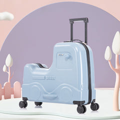 22 Inch Kid's Ride on Suitcase Children's Trolley Luggage with Spinner Wheels \Lock\Safty Belt\Telescoping Handle Blue