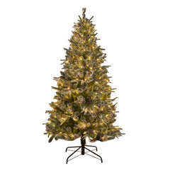 Best choice Pre Illuminated Pre Decorated Spruce Hinge Artificial Hybrid PE/PVC Christmas Tree With 1273 Tips, 29 Pine Cones, 240 Lights, And Metal Base