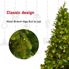 168CM Long Artificial Christmas Tree, 1079 Tips, 260LED, Hingeless Spruce PVC/PE Christmas Tree, Indoor And Outdoor, Green