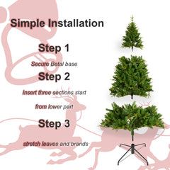 Best Choice 228CM Artificial Christmas Tree with 1685 tips, 400LED, Hingeless Spruce PVC/PE Christmas Tree, Indoor and Outdoor, Green