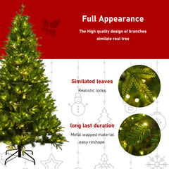 Best Choice 228CM Artificial Christmas Tree with 1685 tips, 400LED, Hingeless Spruce PVC/PE Christmas Tree, Indoor and Outdoor, Green