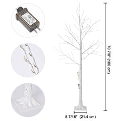 6FT Lighted Birch Tree with 305 LEDs Warm White Lights, 8 Lighting Modes & Brightness Adjustment for Indoor Outdoor Summer Christmas Holiday Party Decoration