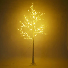6FT Lighted Birch Tree with 305 LEDs Warm White Lights, 8 Lighting Modes & Brightness Adjustment for Indoor Outdoor Summer Christmas Holiday Party Decoration
