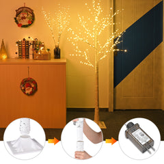 6FT Lighted Birch Tree with 305 LEDs Warm White Lights, 8 Lighting Modes & Brightness Adjustment for Indoor Outdoor Summer Christmas Holiday Party Decoration