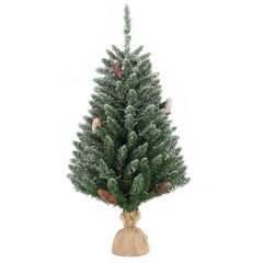 3ft Linen Base PVC Material Green Flocking 118 Branches 100 Lights Warm Color 8 Mode Battery Switch Christmas Tree