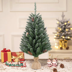 3ft Linen Base PVC Material Green Flocking 118 Branches 100 Lights Warm Color 8 Mode Battery Switch Christmas Tree