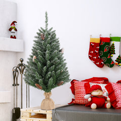 3ft Linen Base PVC Material Green Flocking 118 Branches 100 Lights Warm Color 8 Mode Battery Switch Christmas Tree