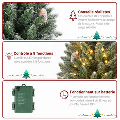 3ft Linen Base PVC Material Green Flocking 118 Branches 100 Lights Warm Color 8 Mode Battery Switch Christmas Tree