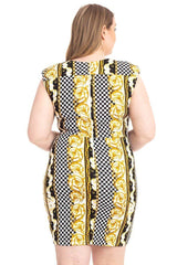 Plus Size Boarder Print V-neck Bodycon Dress